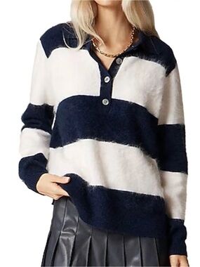 J. Crew Brushed Cashmere Rugby Sweater in Stripe | XS